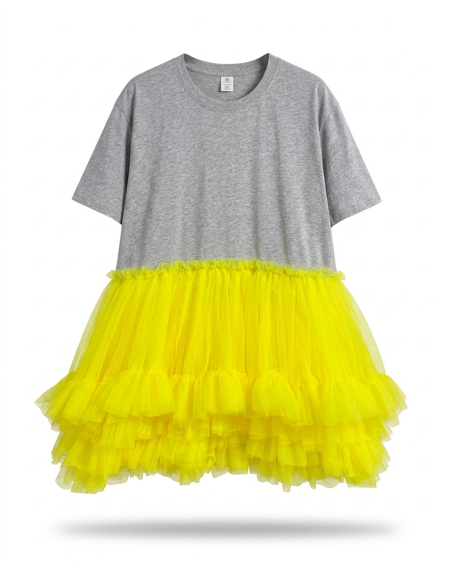 Radiant Mesh Ruffle Mini Dress