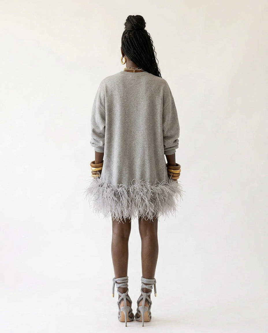 Audacious Feather Trim Sweatshirt