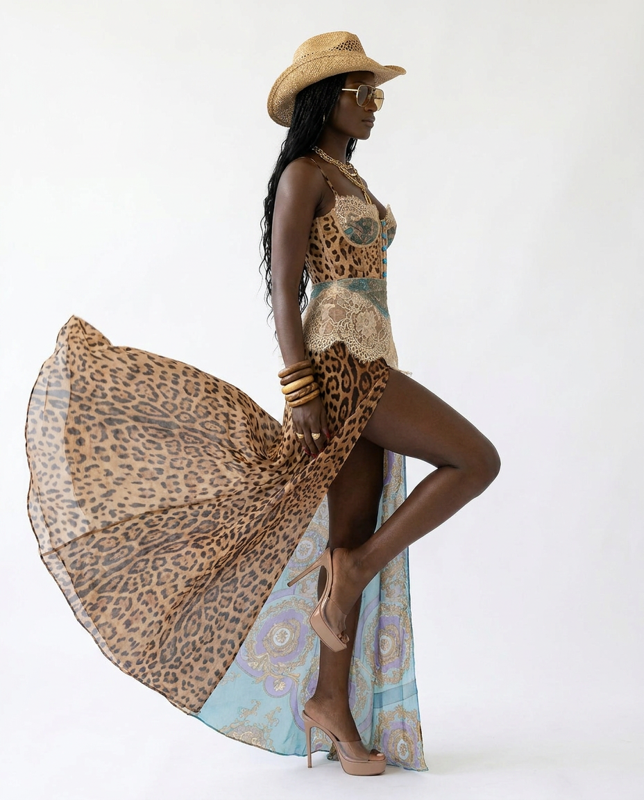 Audacious Lace Printed Maxi Dress