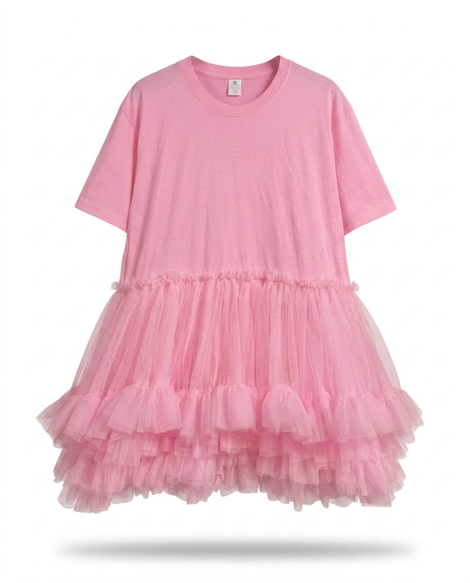 Radiant Mesh Ruffle Mini Dress