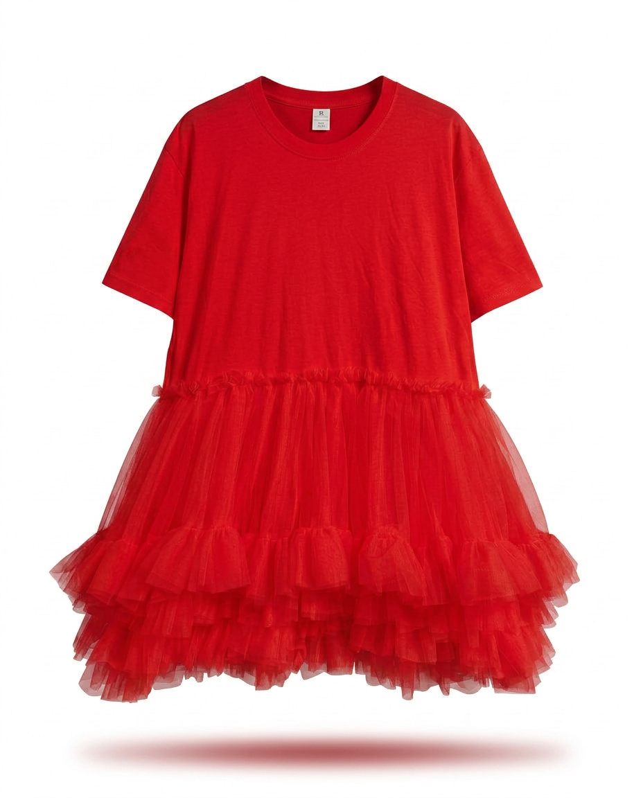 Radiant Mesh Ruffle Mini Dress
