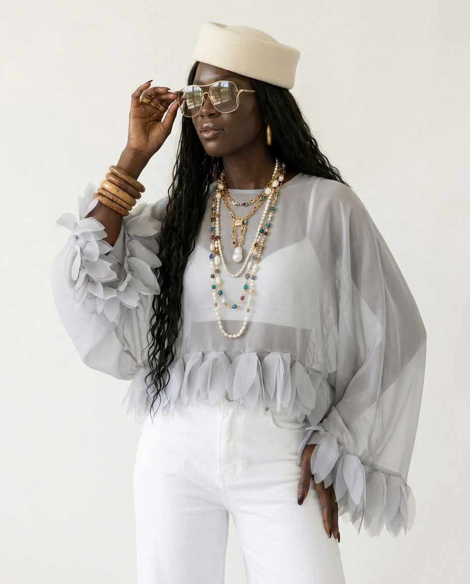 Audacious Sheer Tassel Spliced Blouse