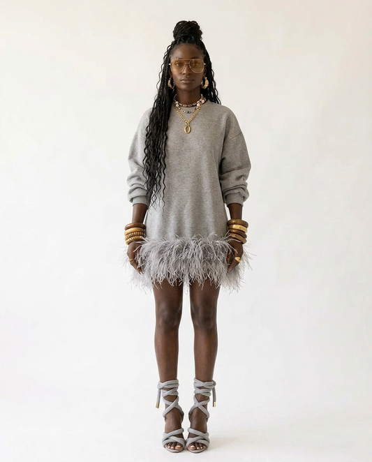 Audacious Feather Trim Sweatshirt
