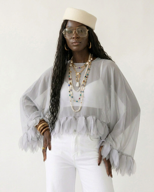 Audacious Sheer Tassel Spliced Blouse