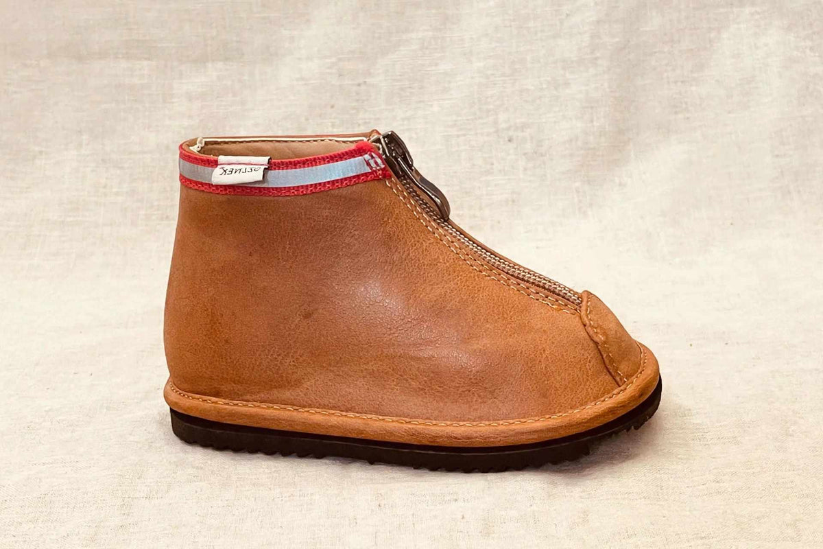 Stylish & Easy-On: Hand-Stitched Brown Ankle Boots for Toddlers| Zipper Closure