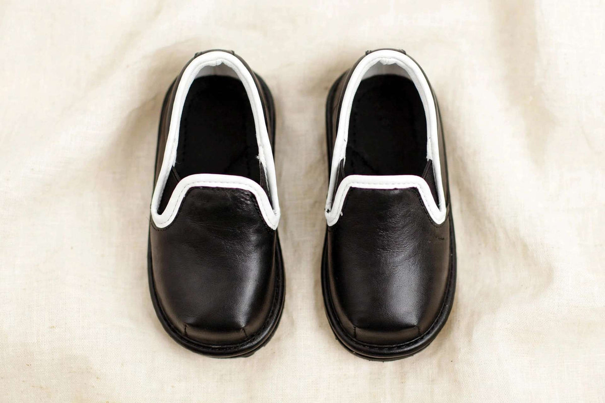 Kids Black Slip-On Dress Shoes – Vegan Leather Toddler Formal Shoes