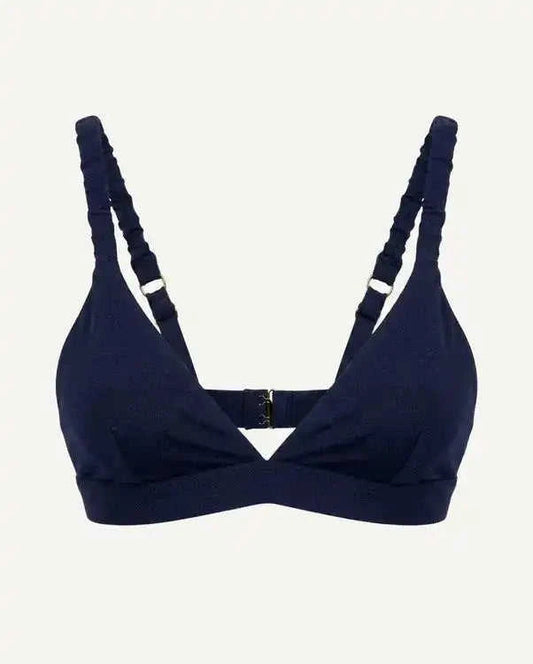Merino Wool Bra – Dark Blue | Natural Wireless Support Eco My Home Bras Salty Season LLC ecomyhome.store United States