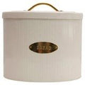 Metal Bread Storage Box with Lid – Cream with Brass Accent