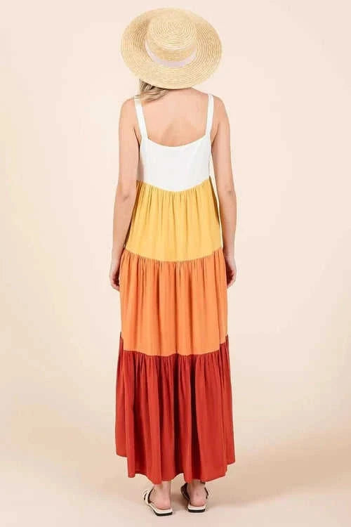 Mittoshop Color Block Maxi Dress - Tiered Pull-On Design Eco My Home Dress Salty Season LLC ecomyhome.store United States