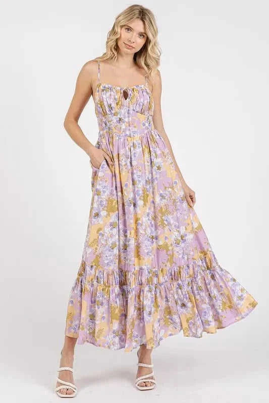 Mittoshop Floral Maxi Cami Dress with Smocked Back and Ruffled Hem Eco My Home Dress Salty Season LLC ecomyhome.store United States