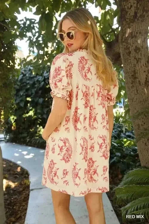 Mix Paisley Scallop Trim Dress Eco My Home dress Salty Season LLC ecomyhome.store United States