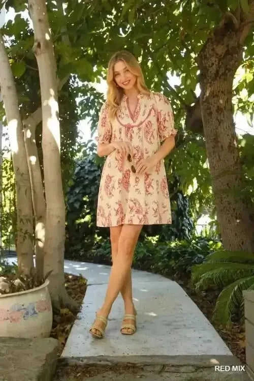 Mix Paisley Scallop Trim Dress Eco My Home dress Salty Season LLC ecomyhome.store United States