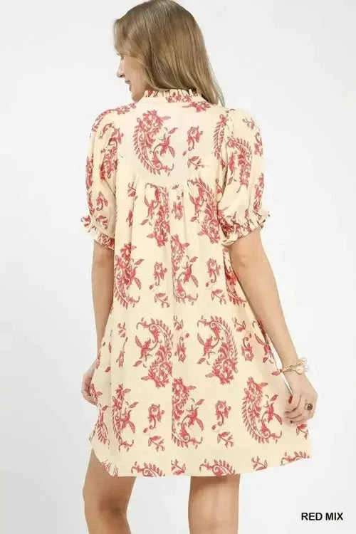 Mix Paisley Scallop Trim Dress Eco My Home dress Salty Season LLC ecomyhome.store United States