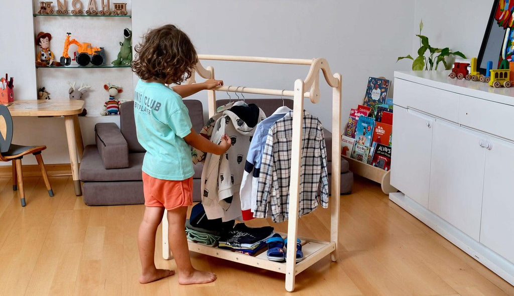 Wooden Kids Clothing Rack