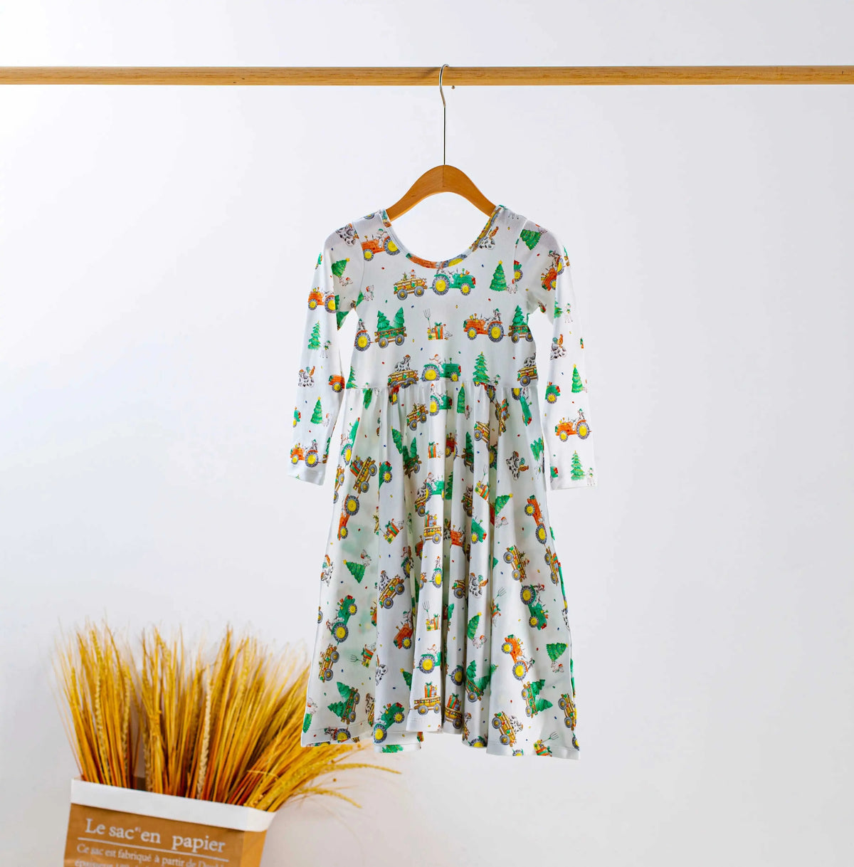 Moo-y Christmas Organic Cotton Christmas Dress for Kids Eco My Home Cotton Twirl Dress Nola Tawk ecomyhome.store United States