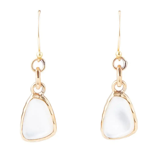 White Mother of Pearl Golden Drop Earrings