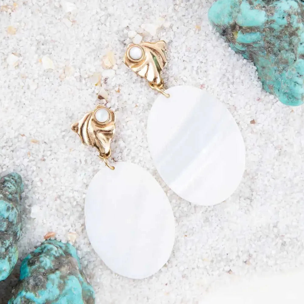 Mother of Pearl Slab Drop Earrings Eco My Home Earrings Barse Jewelry ecomyhome.store United States