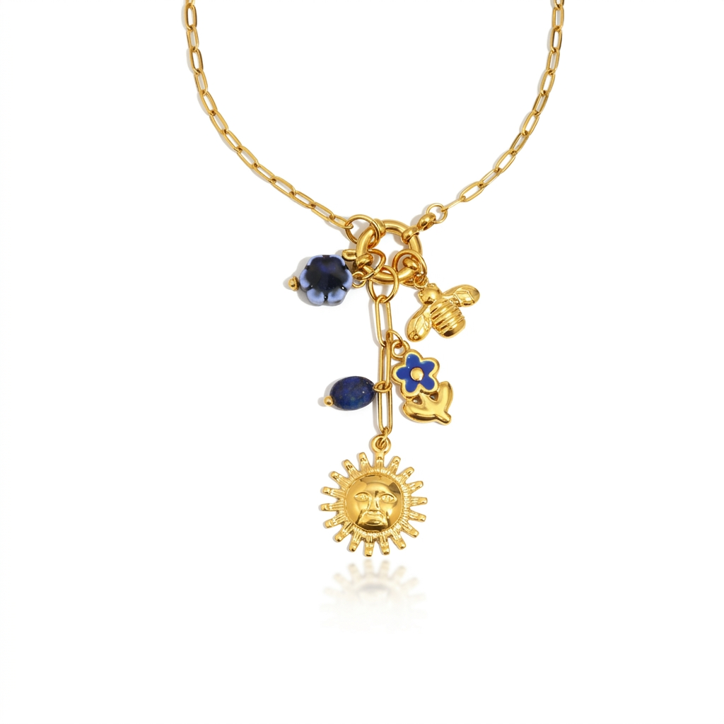 Divine Gold Sun Charm Necklace