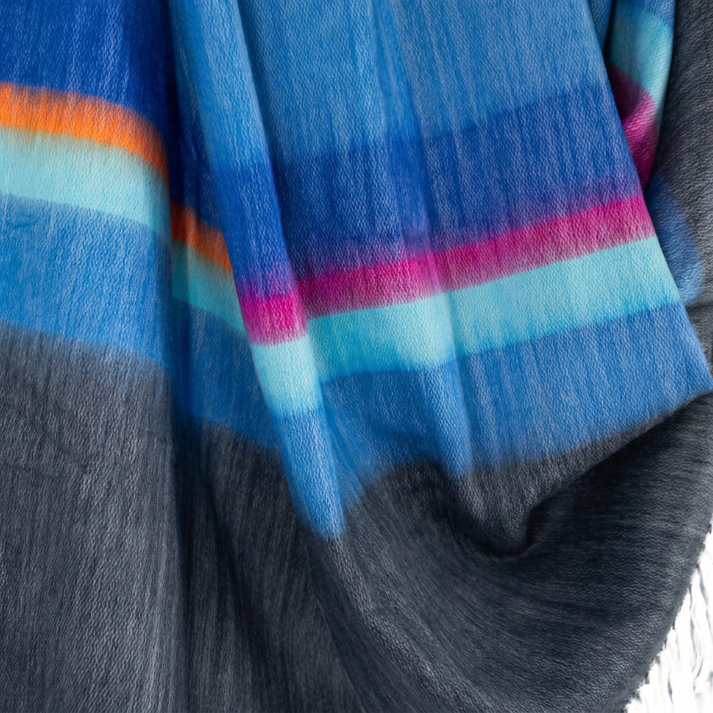 Handwoven Alpaca Throw Blanket | Blue, Hot Pink, Orange & White | Kallpa Collection