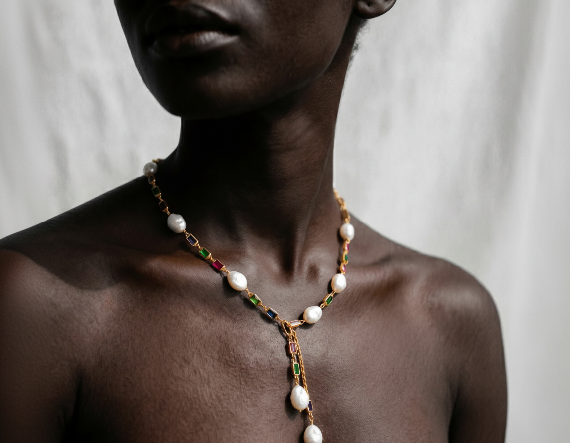 Divine Pearl Layered Lariat Necklace