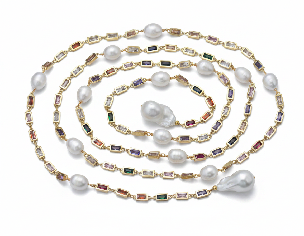 Divine Pearl Layered Lariat Necklace