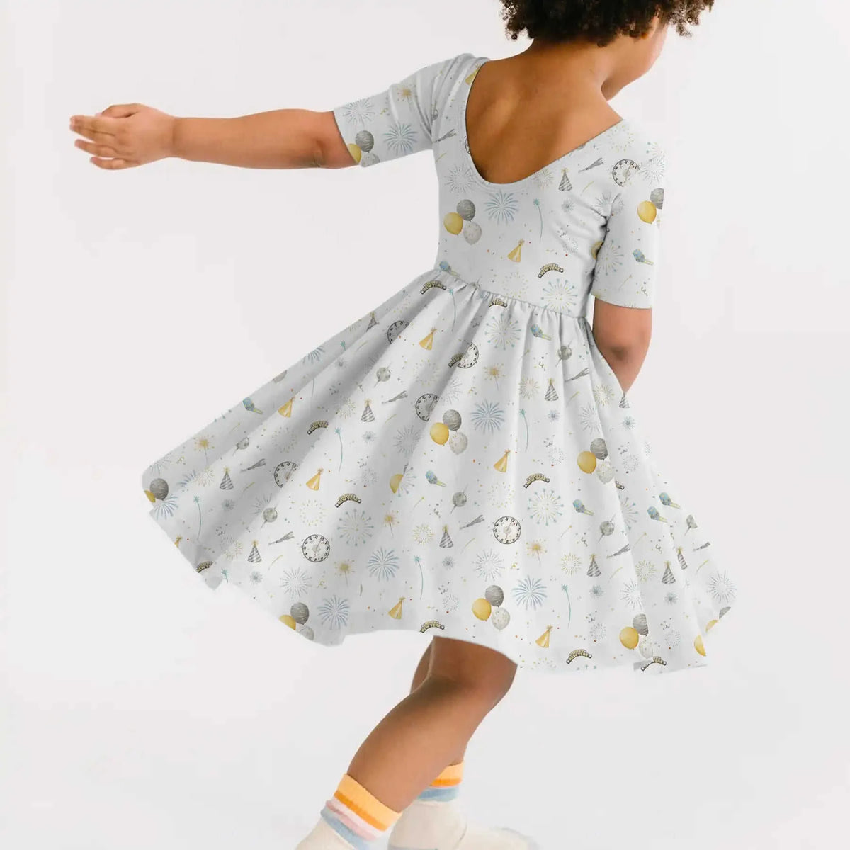 New Year's Eve Organic Cotton Dress for Kids Eco My Home Cotton Twirl Dress Nola Tawk ecomyhome.store United States