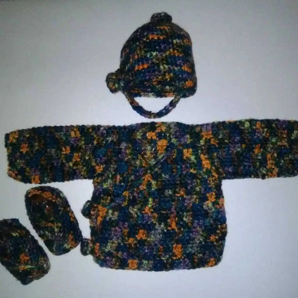 Newborn Duster Style Cardigan Crochet Kit Eco My Home Kits Darn Good Yarn ecomyhome.store United States