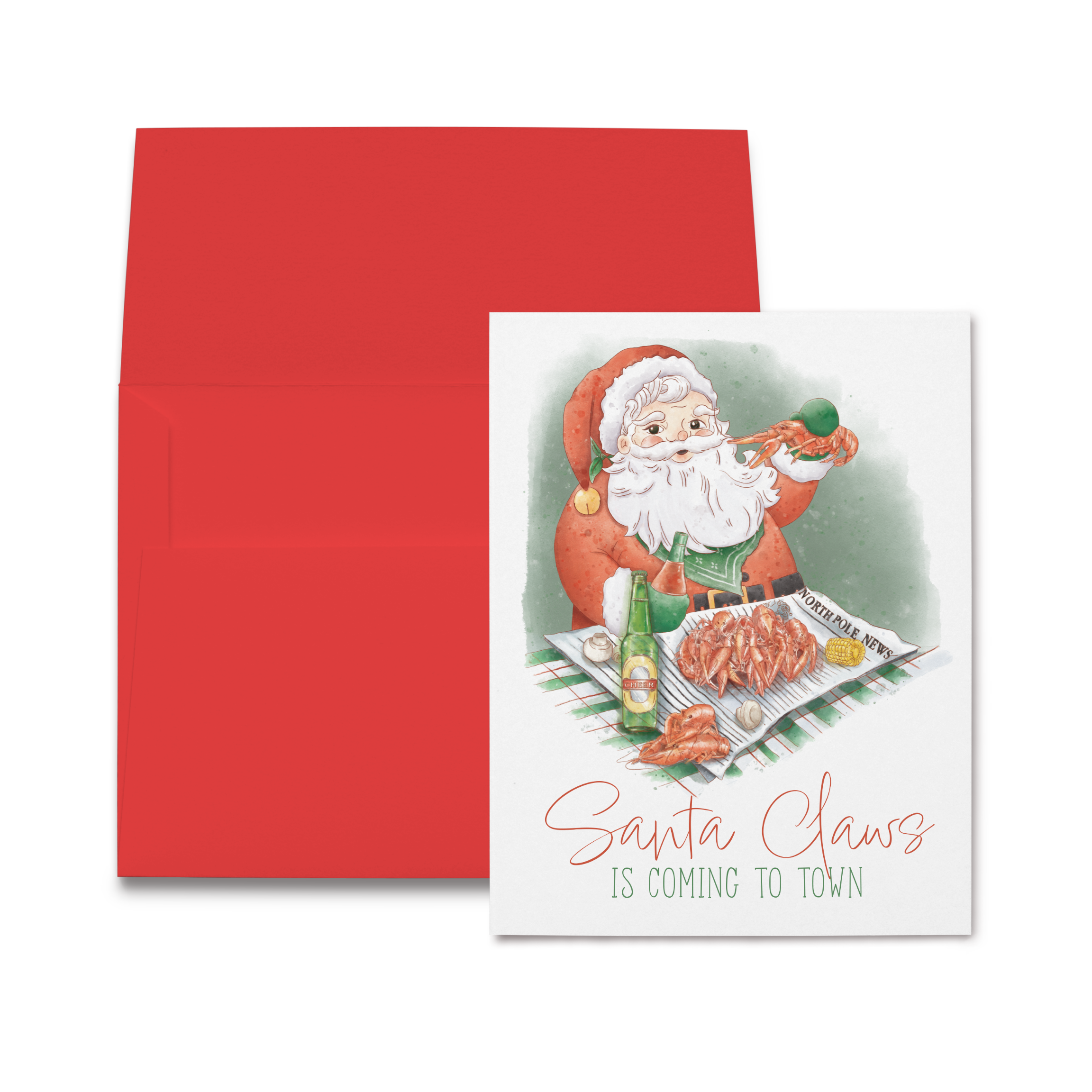 Santa Claws Folded Christmas Card