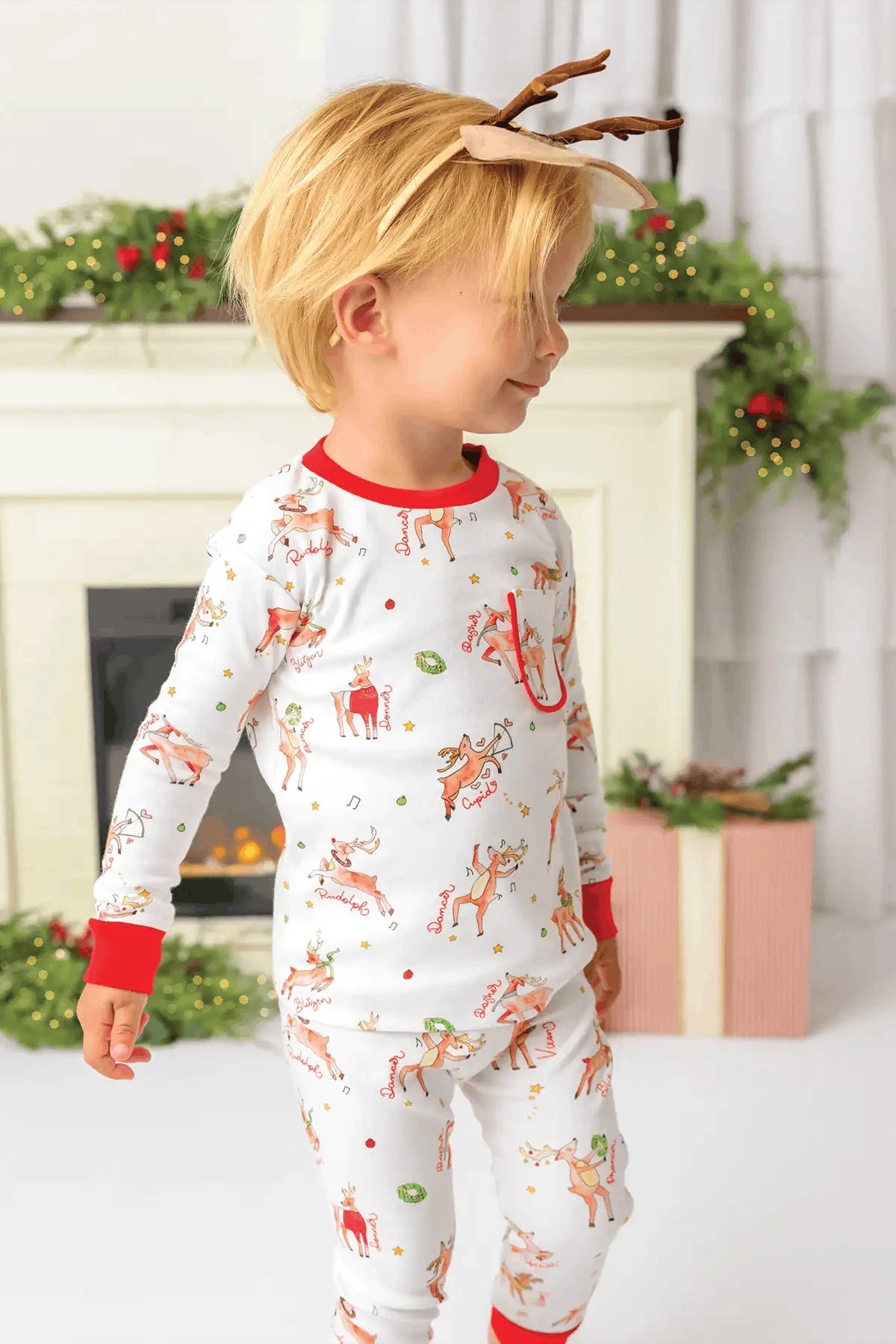 Oh Deer, Christmas is Here! Organic Cotton Pajama Set Eco My Home Pajama Set Nola Tawk ecomyhome.store United States
