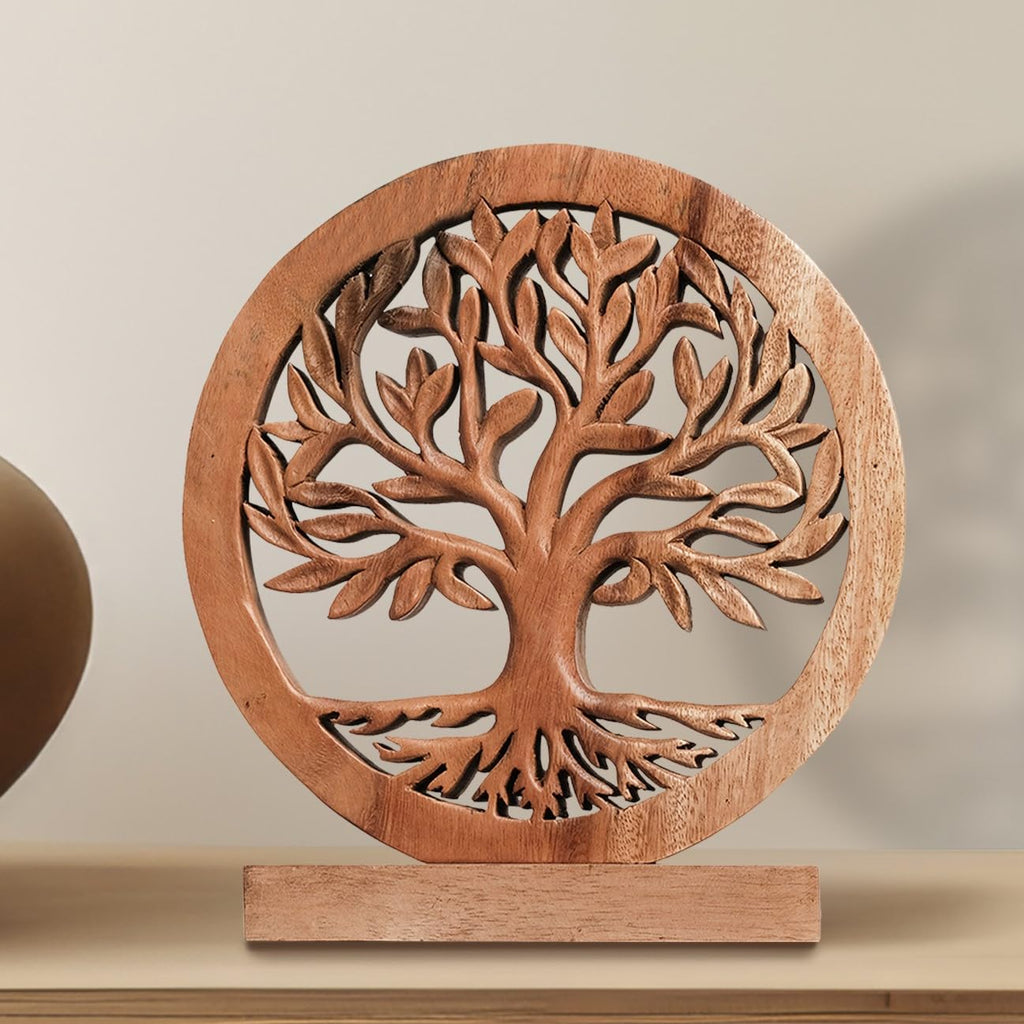 Cloverly Tree of Life Wooden Sculpture – Handmade Decorative Art | Decozen Luxe