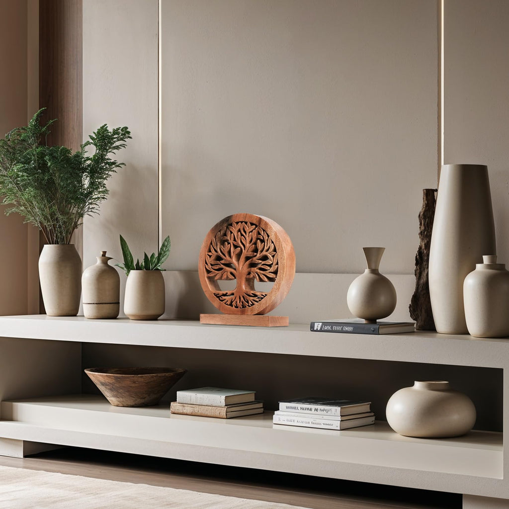 Cloverly Tree of Life Wooden Sculpture – Handmade Decorative Art | Decozen Luxe