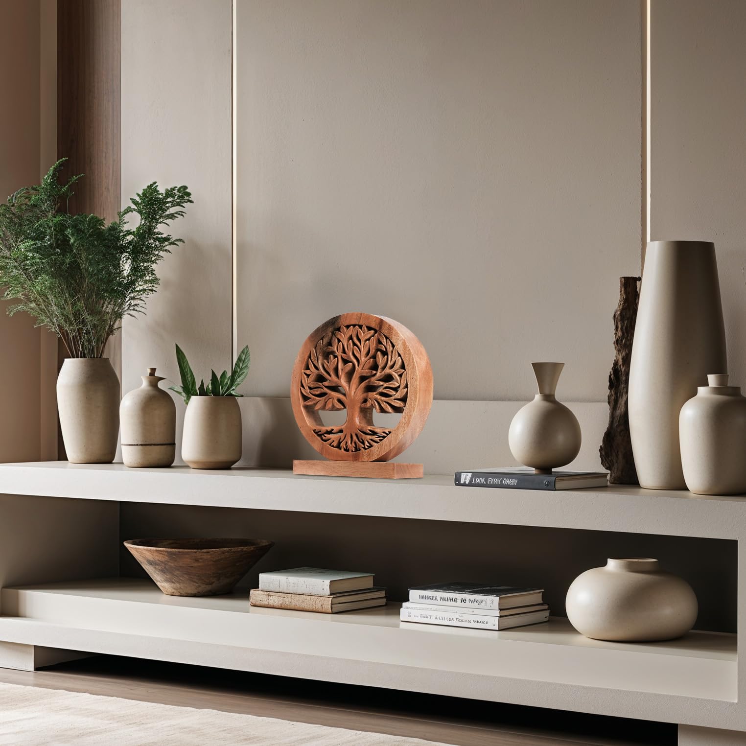 Cloverly Tree of Life Wooden Sculpture – Handmade Decorative Art | Decozen Luxe