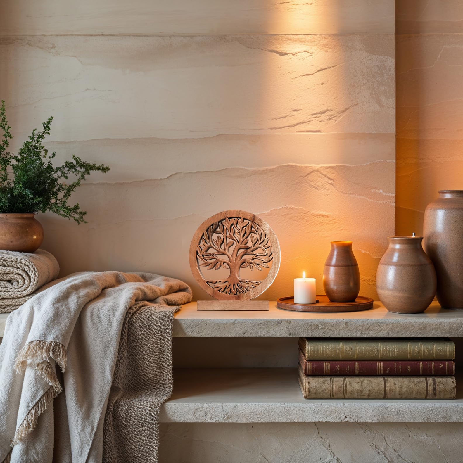 Cloverly Tree of Life Wooden Sculpture – Handmade Decorative Art | Decozen Luxe