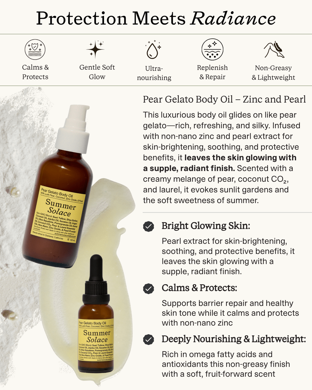 Pear Gelato Body Oil | Zinc & Pearl Extract | Updated 2026 Formula