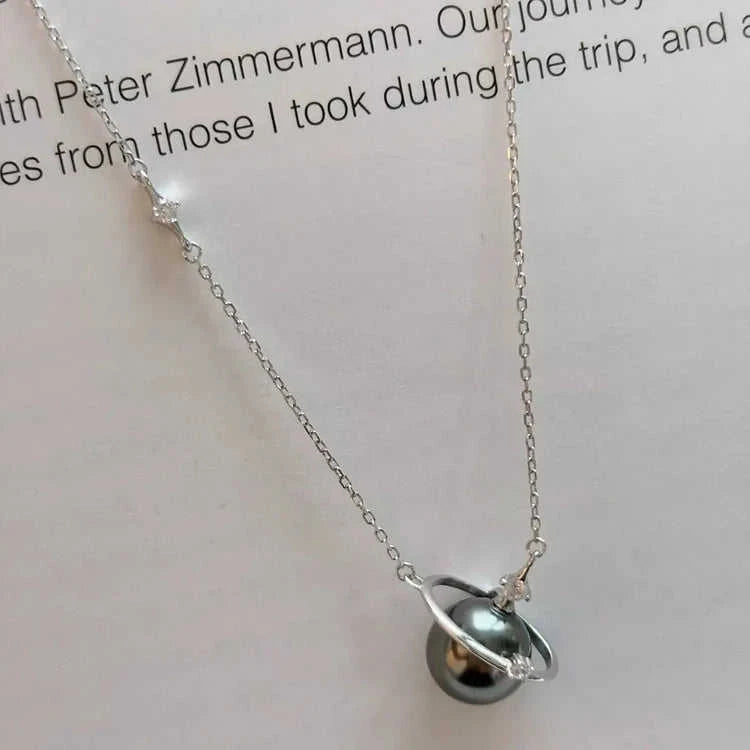Pearl Planet Pendant Necklace 925 Sterling Silver Eco My Home Necklace Salty Season LLC ecomyhome.store United States