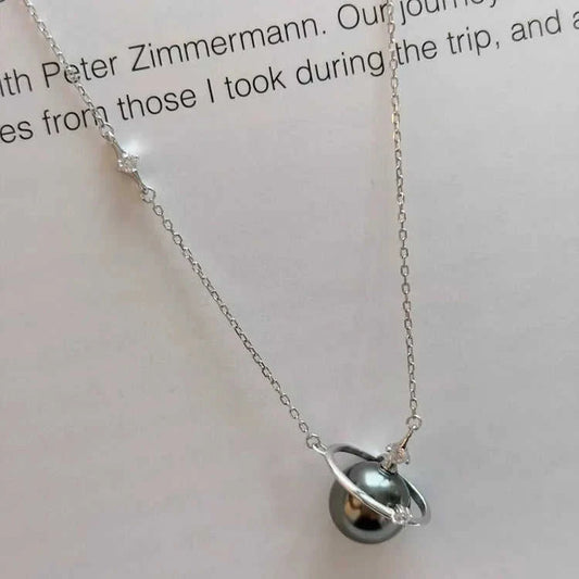 Pearl Planet Pendant Necklace 925 Sterling Silver Eco My Home Necklace Salty Season LLC ecomyhome.store United States