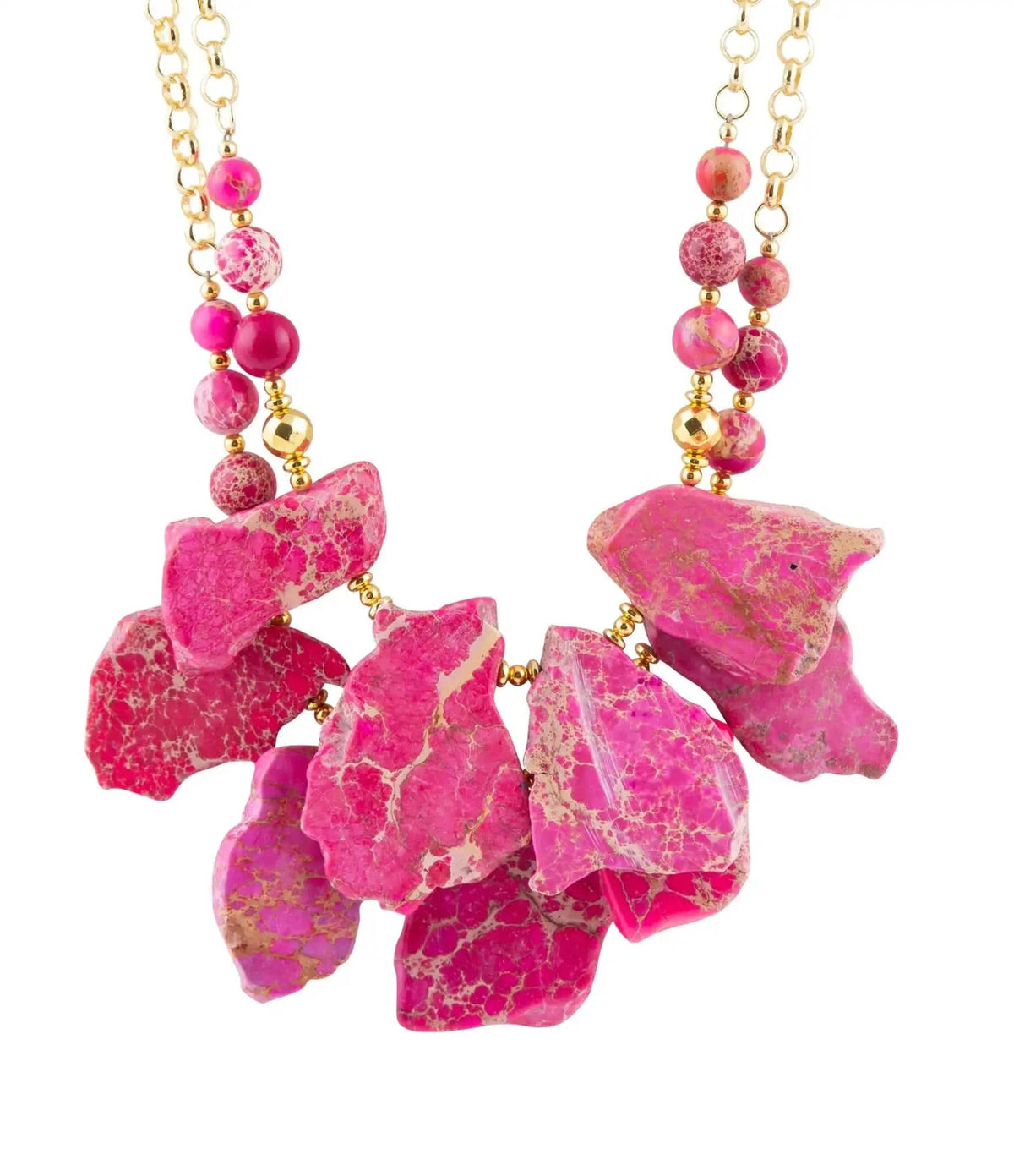 Pink Magenta Dreams Jasper and Goldtone Statement Necklace Eco My Home Necklaces Barse Jewelry ecomyhome.store United States