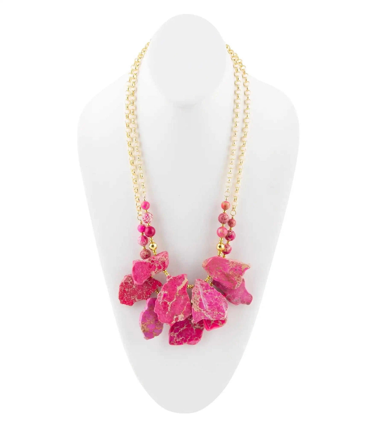 Pink Magenta Dreams Jasper and Goldtone Statement Necklace Eco My Home Necklaces Barse Jewelry ecomyhome.store United States