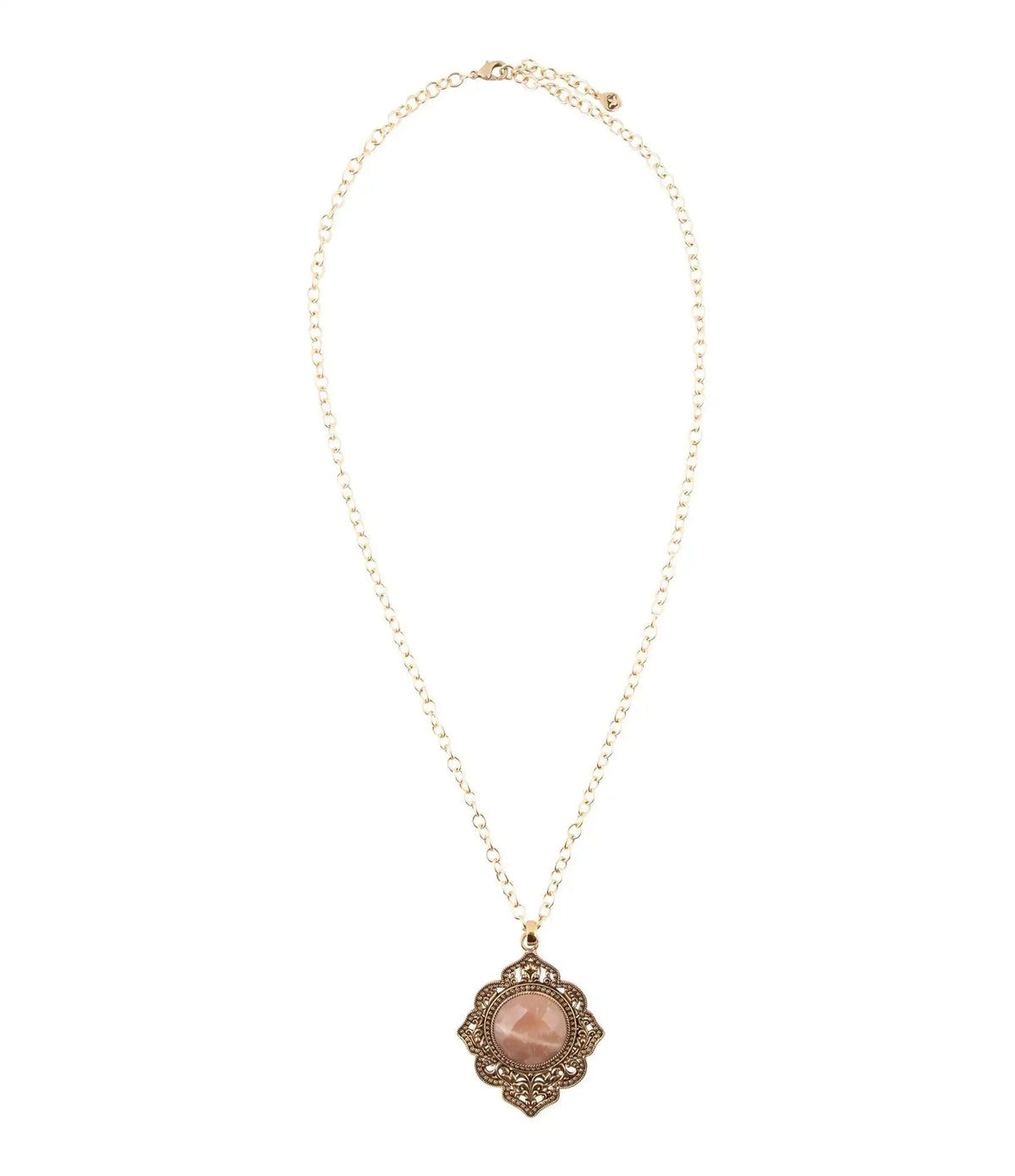 Pink Moonstone Golden Pendant Necklace Eco My Home Necklaces Barse Jewelry ecomyhome.store United States