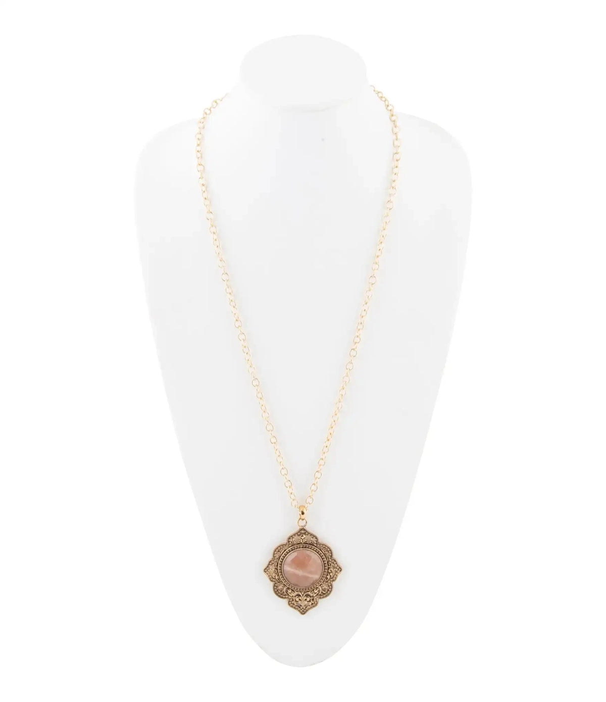 Pink Moonstone Golden Pendant Necklace Eco My Home Necklaces Barse Jewelry ecomyhome.store United States
