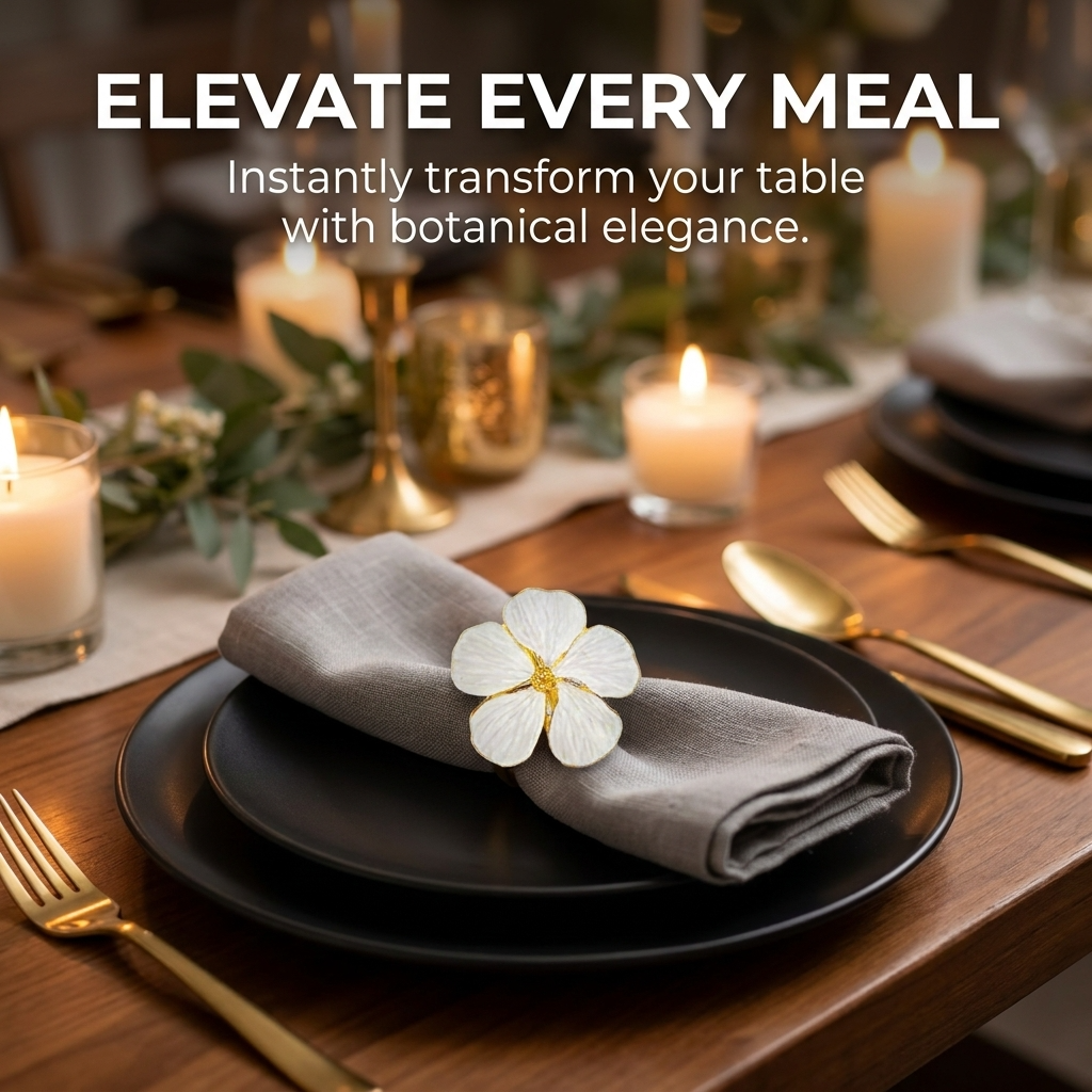 Gold Flower Napkin Rings – Floral Radiance