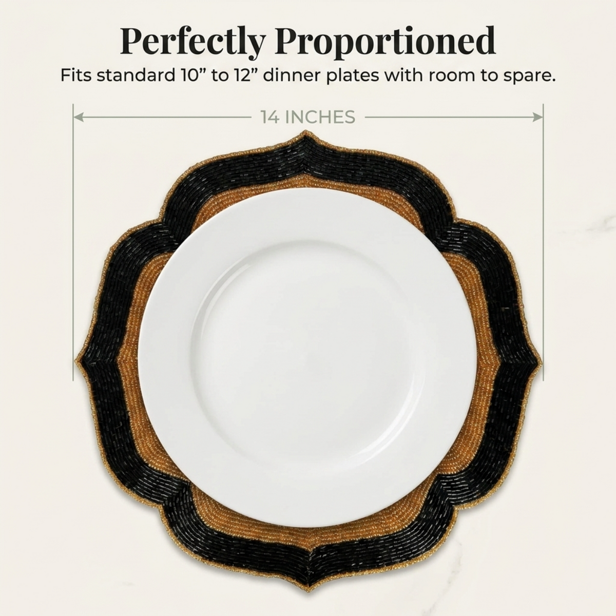 Beaded Placemats – 14 Inch Heat Resistant Copper Black Dining Table Mats