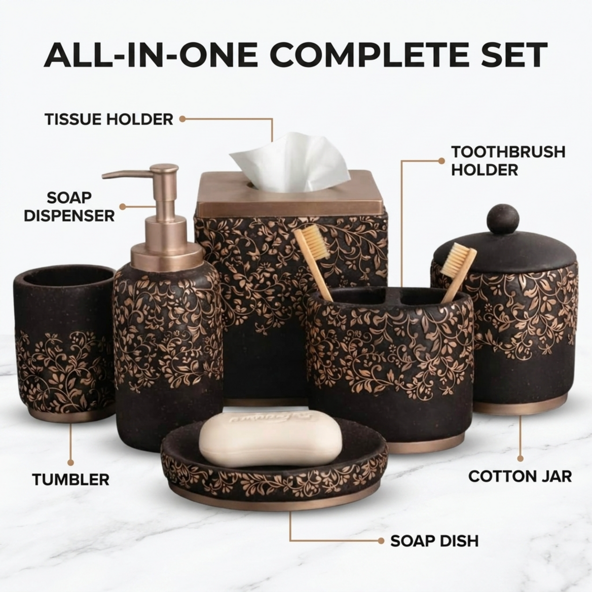 Bathroom Set – Stella, 6 Piece