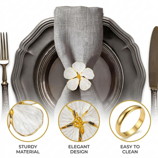Gold Flower Napkin Rings – Floral Radiance