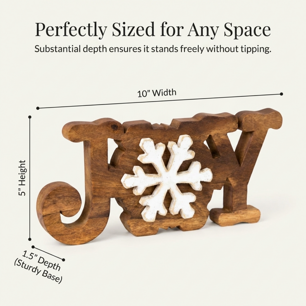 Handmade Wooden Sculpture – Joy Wooden Sign | Solid Acacia Wood Decor Accent