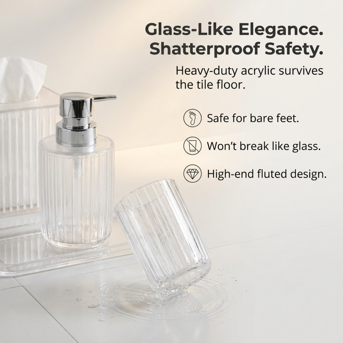 Acrylic Bathroom Set – Shirah, 4 Piece