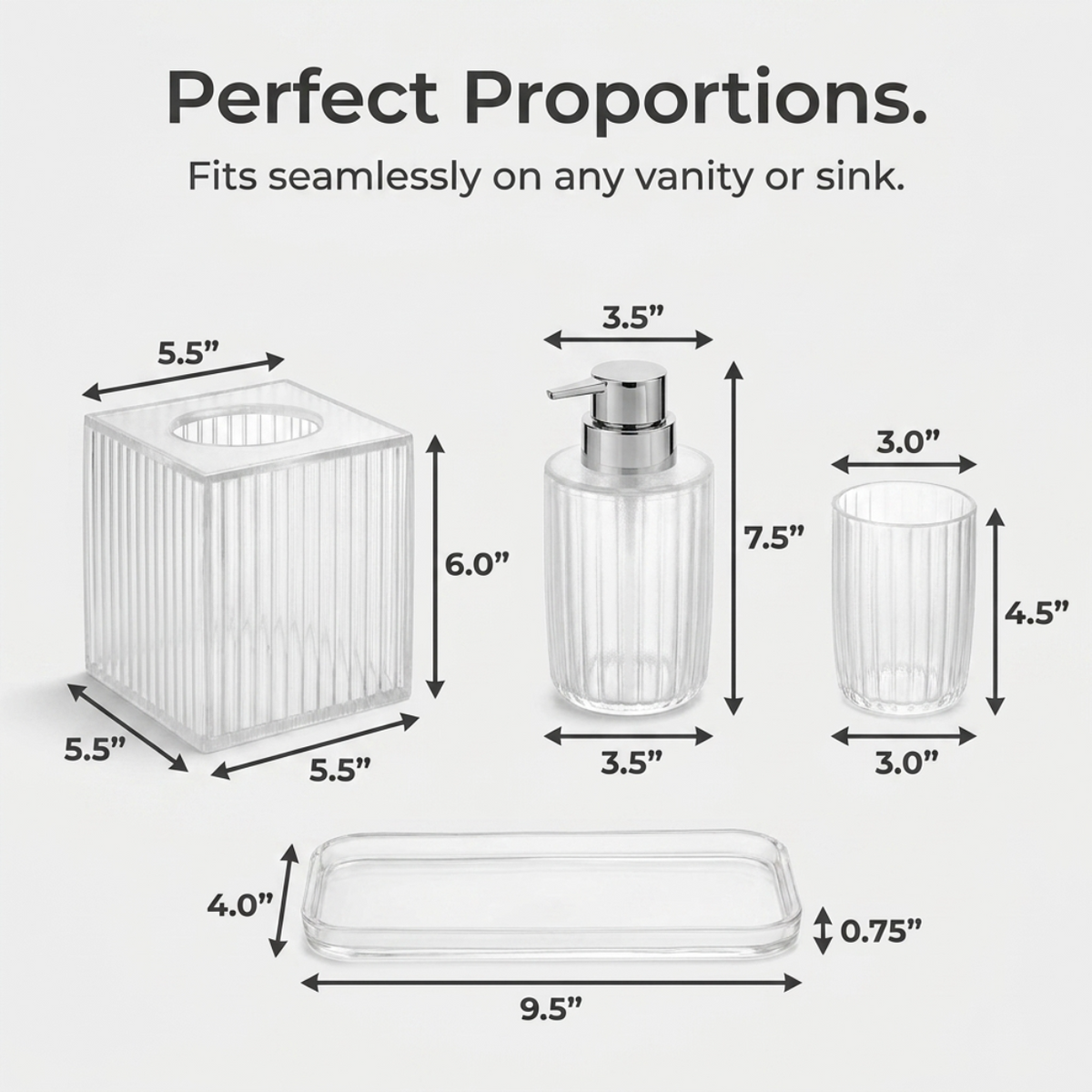 Acrylic Bathroom Set – Shirah, 4 Piece