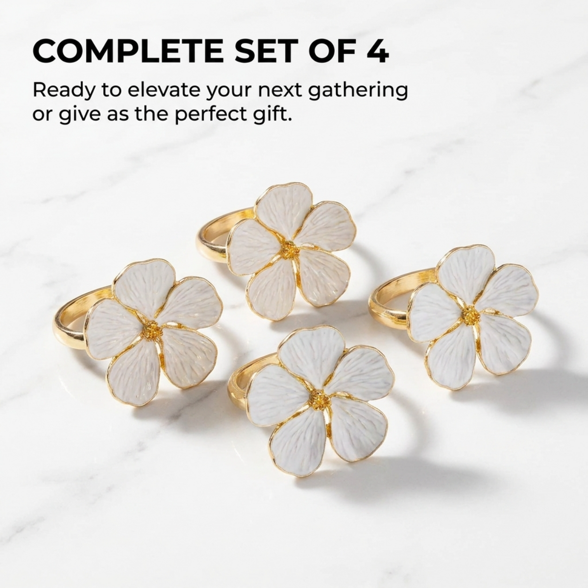 Gold Flower Napkin Rings – Floral Radiance