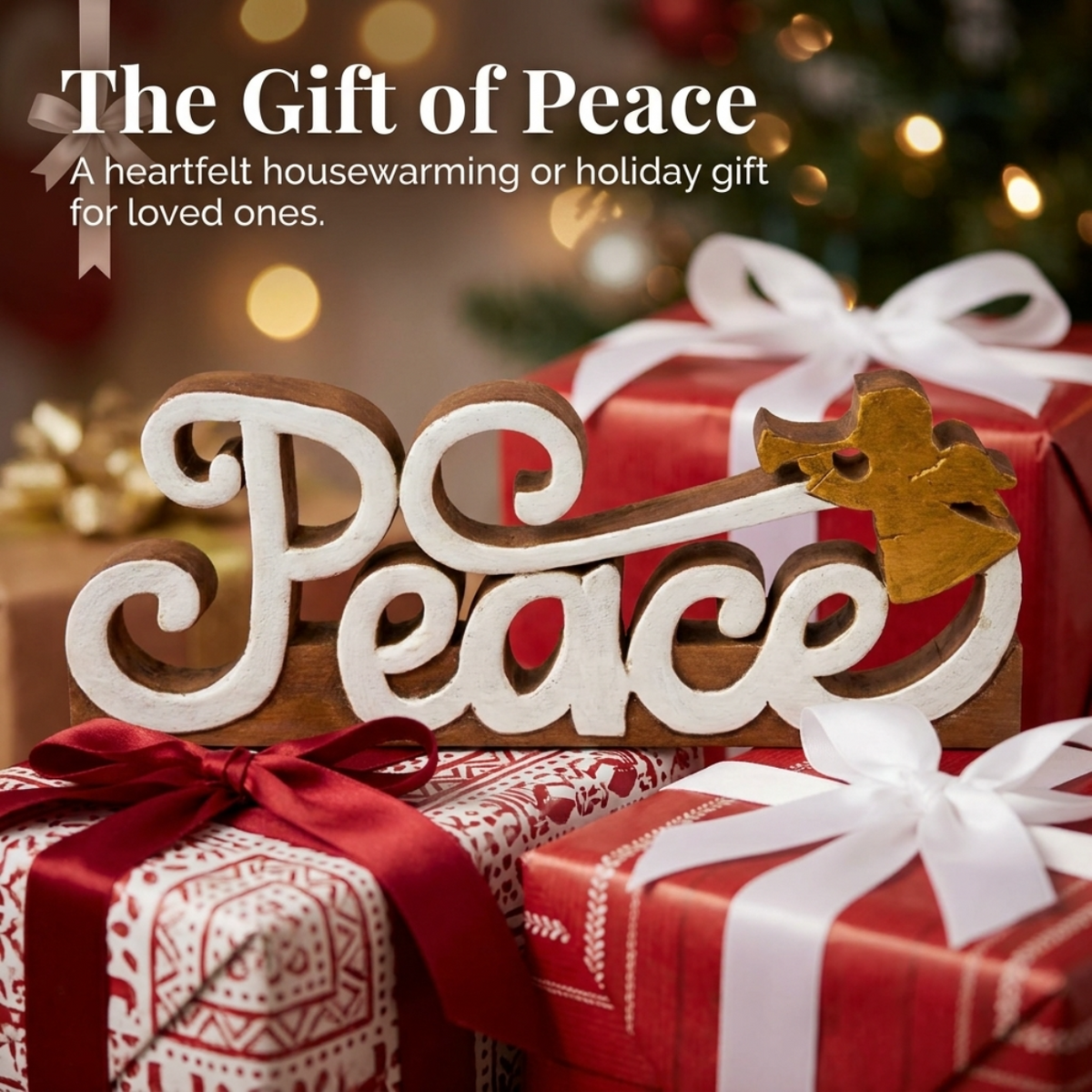 Wooden Peace Sculpture – Tranquil Peace, Acacia