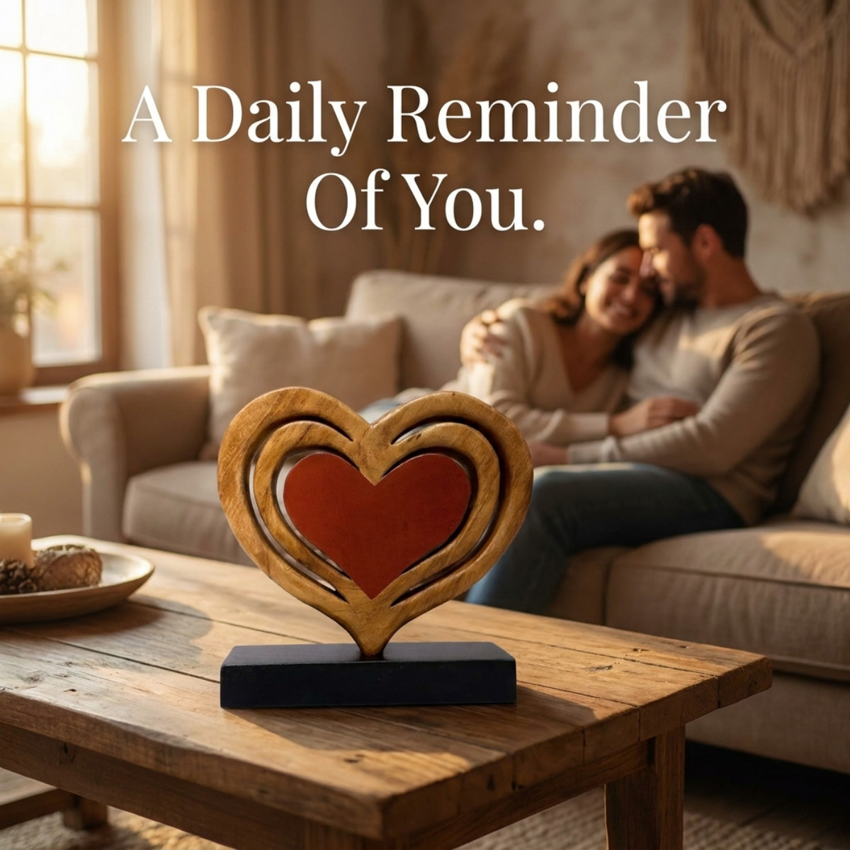 Wooden Heart Sculpture – Serene Hearts, Acacia Wood